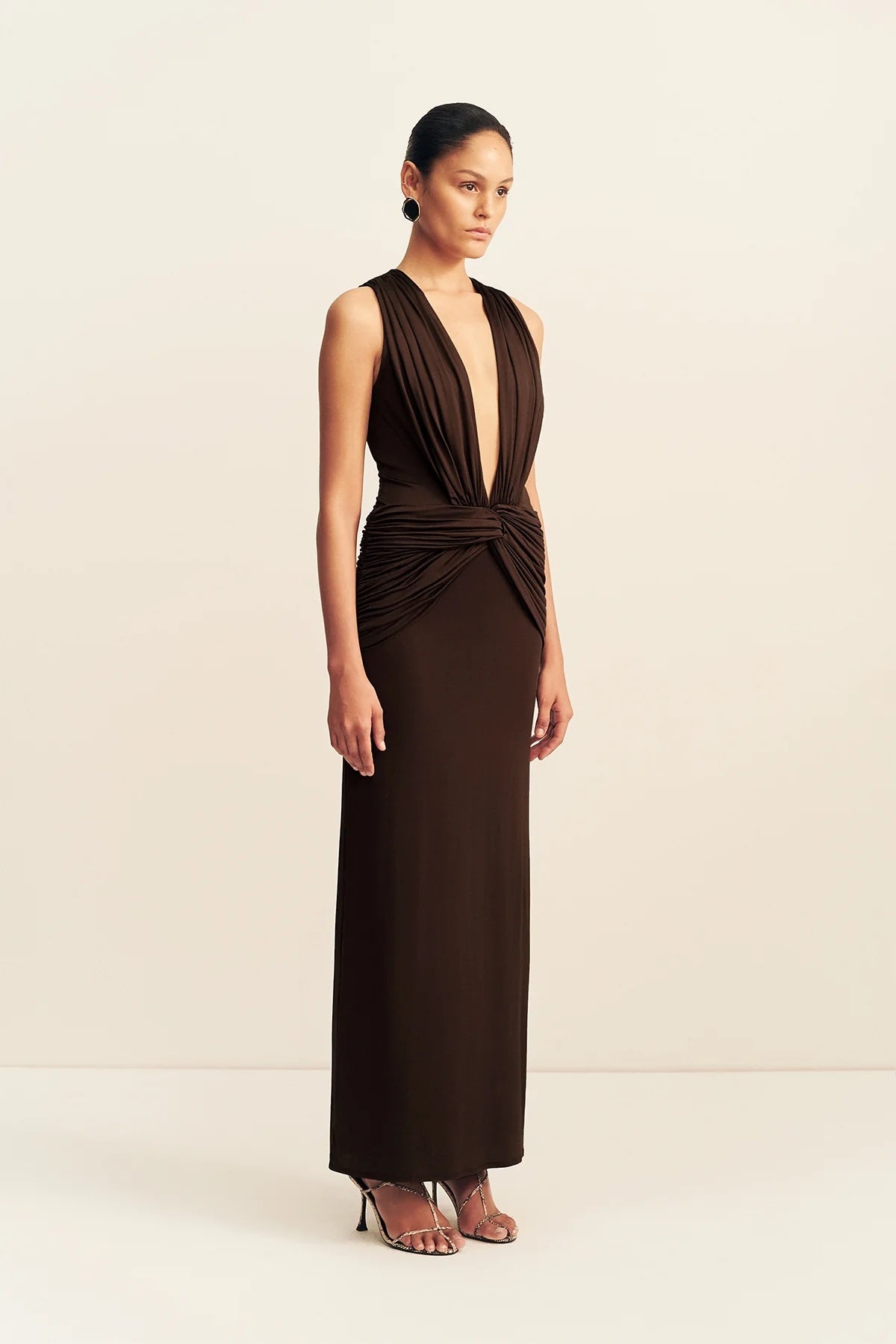 Shona Joy - Miro slinky jersey plunged maxi dress - ristretto