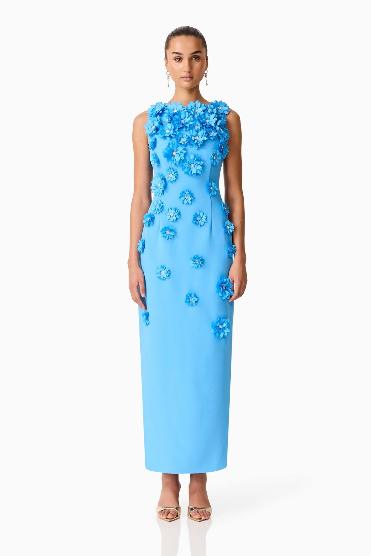 Elliatt - Dali Floral Applique Gown | Blue (Size 16)