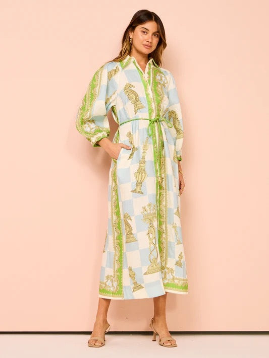 Checkmate Linen Shirtdress