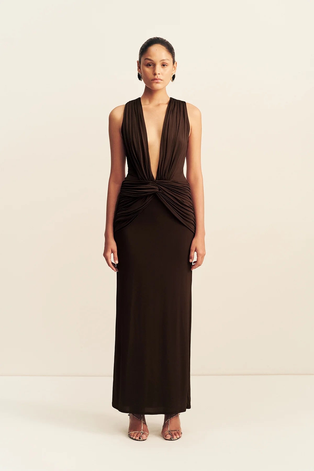 Shona Joy - Miro slinky jersey plunged maxi dress - ristretto