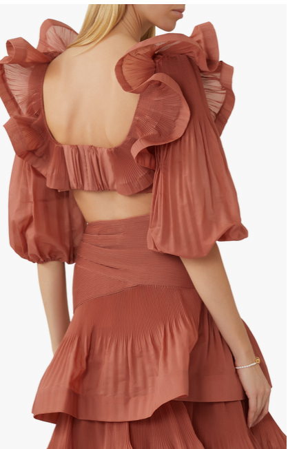 Zimmermann - Ruffled Bodice Pleated Set (Size 10)