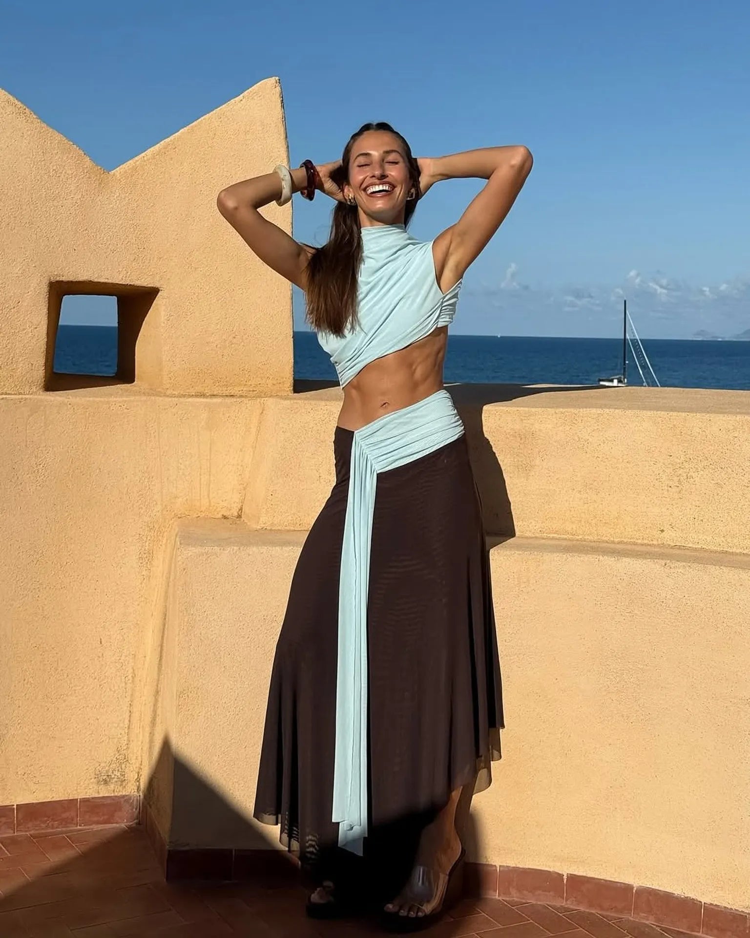 Bec + Bridge - Conni Maxi Dress | Artic Blue/Dark Choc