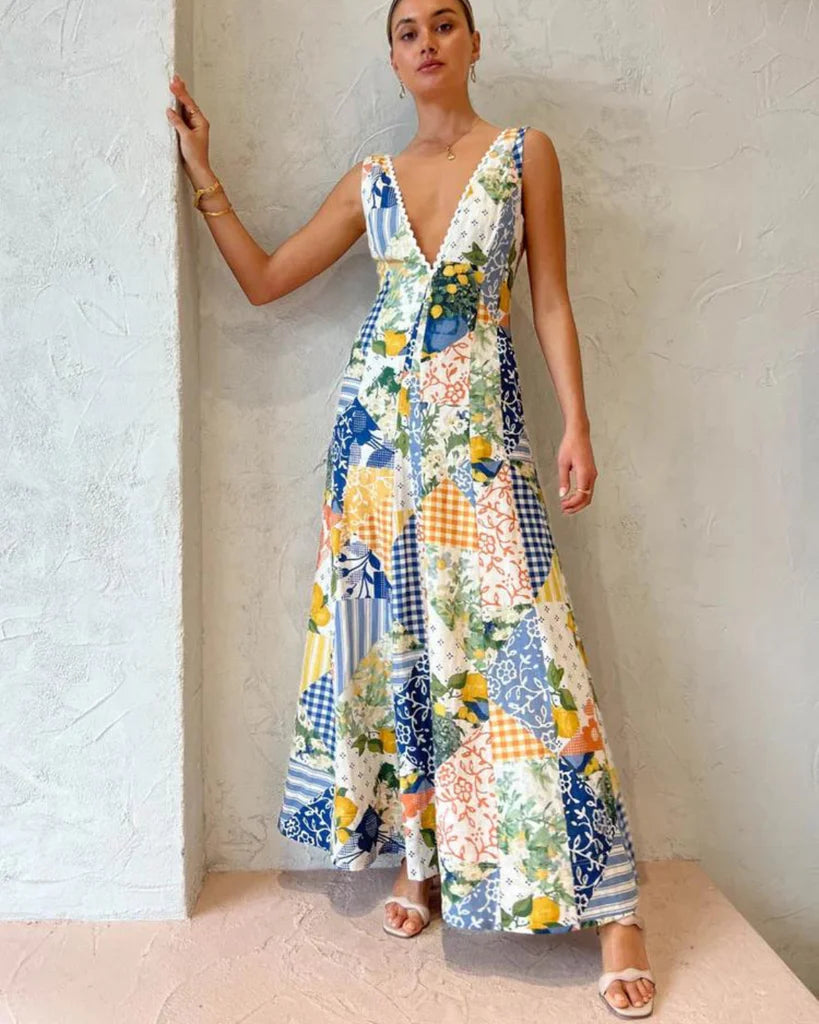 By Nicola - Wavy Maxi Dress in Lemon