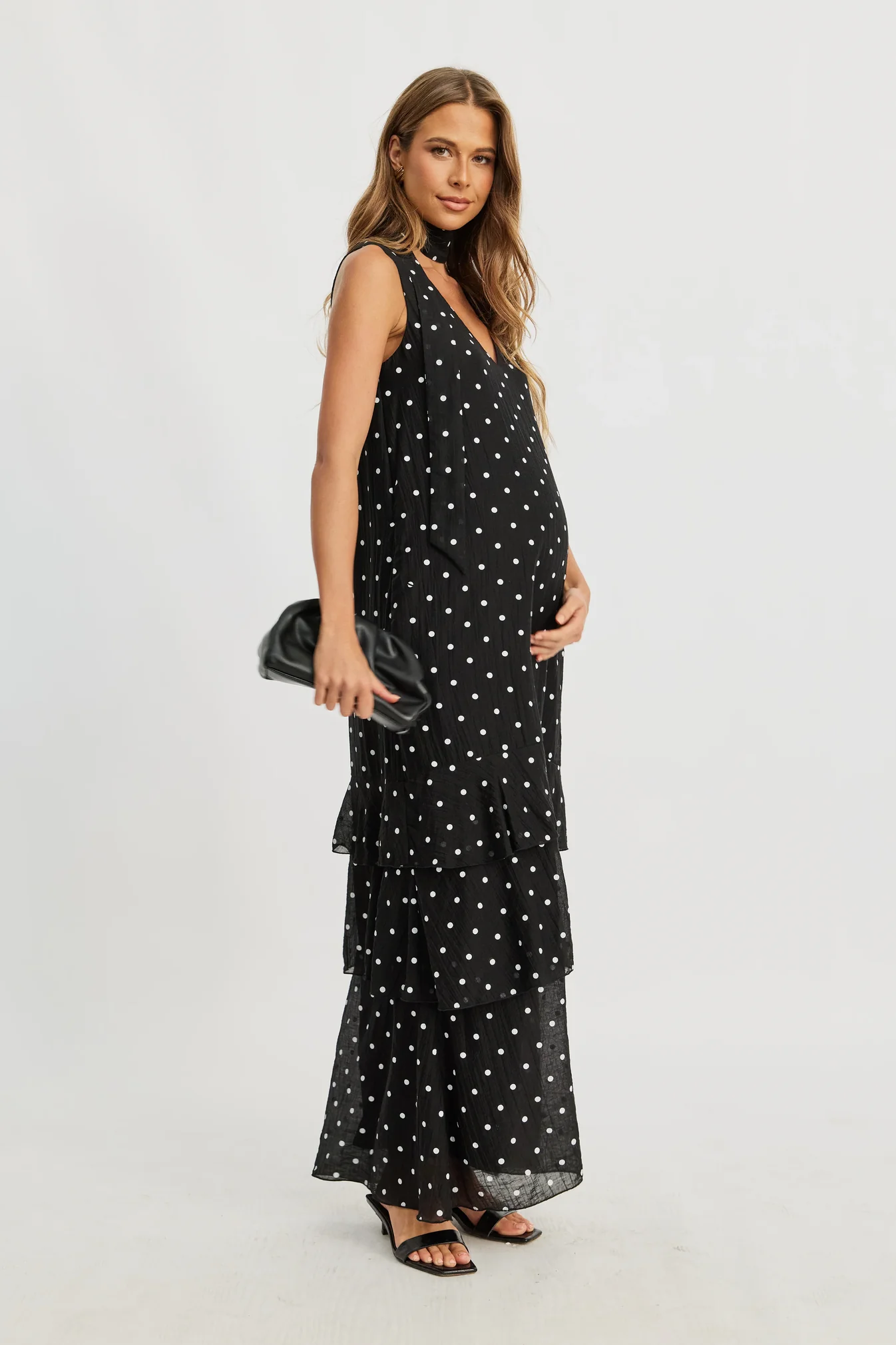 AFH - Maisie Polka-Dot Frill Maxi Dress